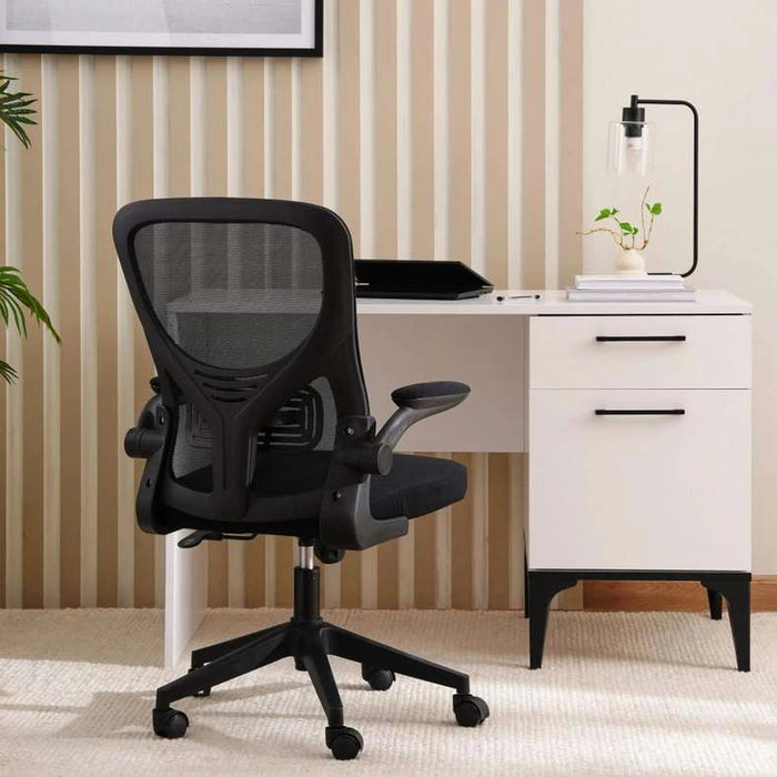 Watts Office Medium Back Chair Mesh & Fabric - Black