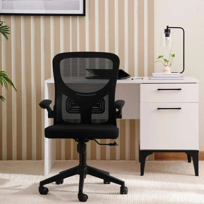 Watts Office Medium Back Chair Mesh & Fabric - Black