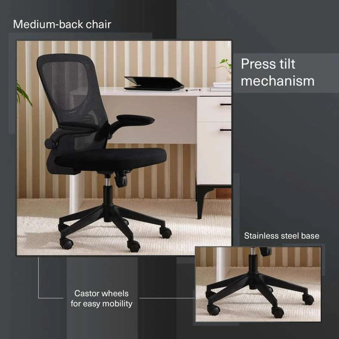 Watts Office Medium Back Chair Mesh & Fabric - Black