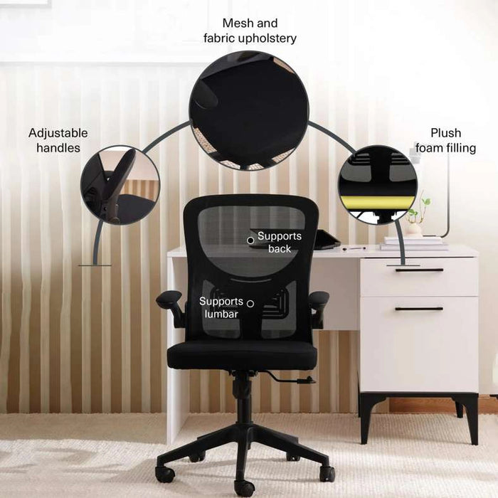 Watts Office Medium Back Chair Mesh & Fabric - Black