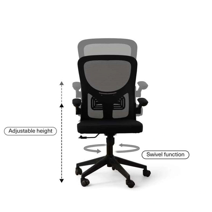 Watts Office Medium Back Chair Mesh & Fabric - Black