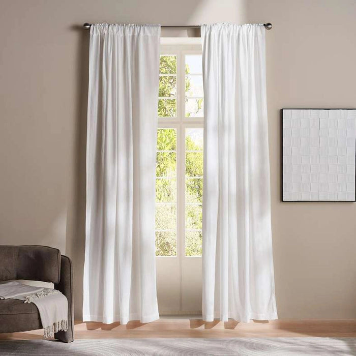 Wave Sheer 2 Piece Curtain Set - White Pan Home