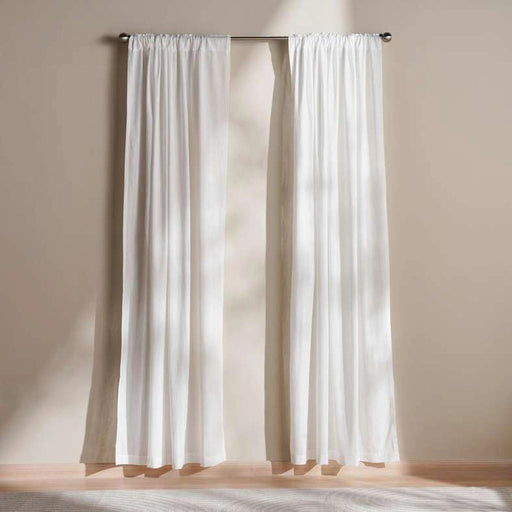 Wave Sheer 2 Piece Curtain Set - White Pan Home
