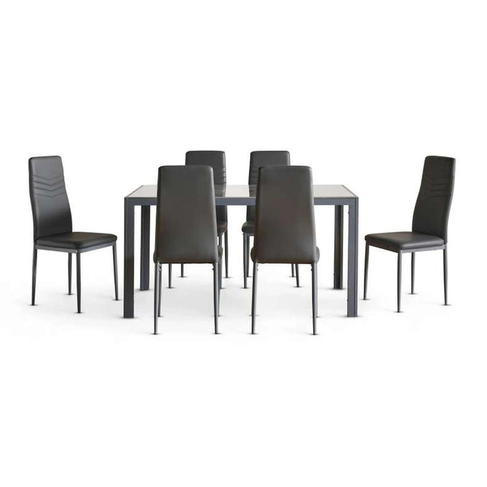 Waver 1+6 Dining Set Sintered Stone - White Grey