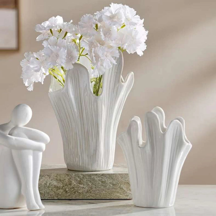 Waves Ceramic Vase 13.8X10.2X17.5Cm - Beige
