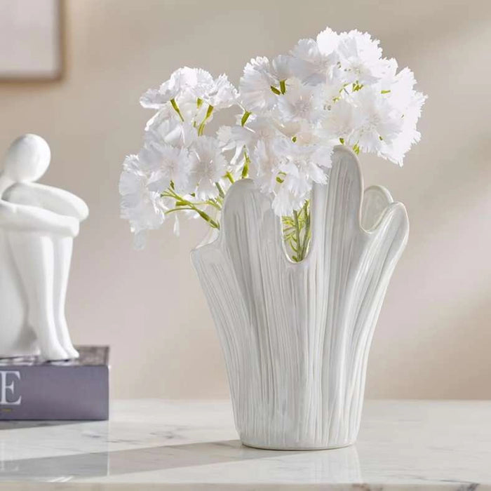 Waves Ceramic Vase 16.5X12.8X23Cm - Beige