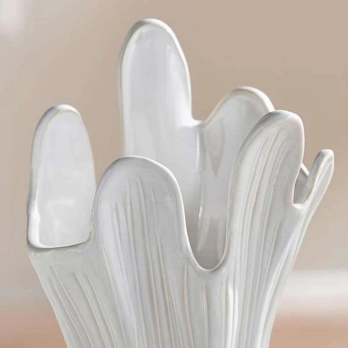 Waves Ceramic Vase 16.5X12.8X23Cm - Beige