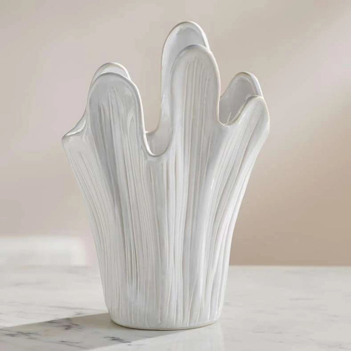 Waves Ceramic Vase 16.5X12.8X23Cm - Beige