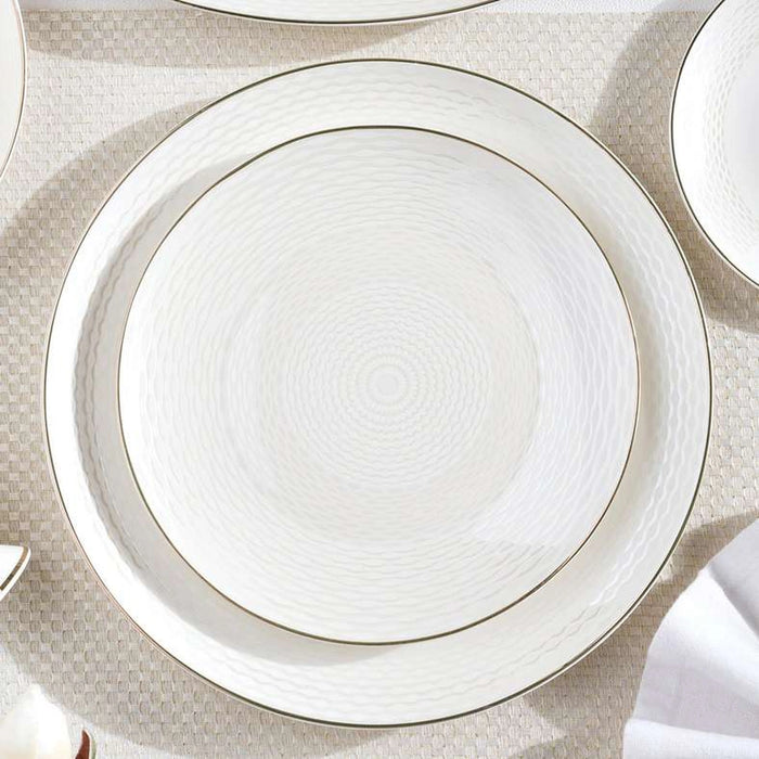 Weave Gala 64-Piece New Bone China Dinner Set -White