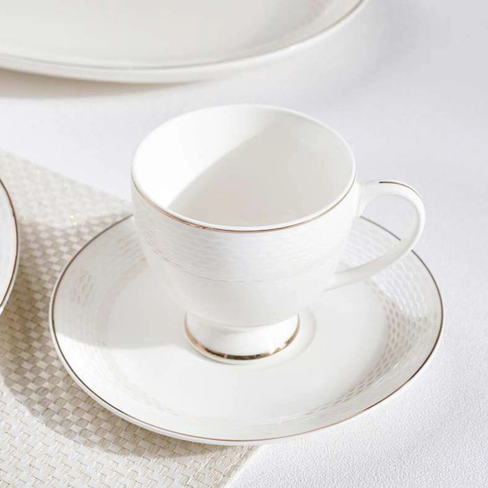 Weave Gala 64-Piece New Bone China Dinner Set -White