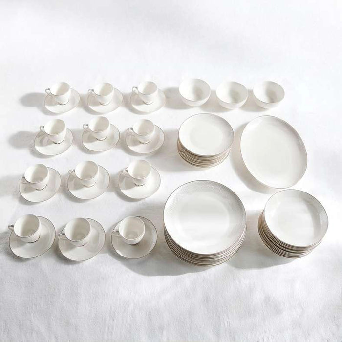 Weave Gala 64-Piece New Bone China Dinner Set -White