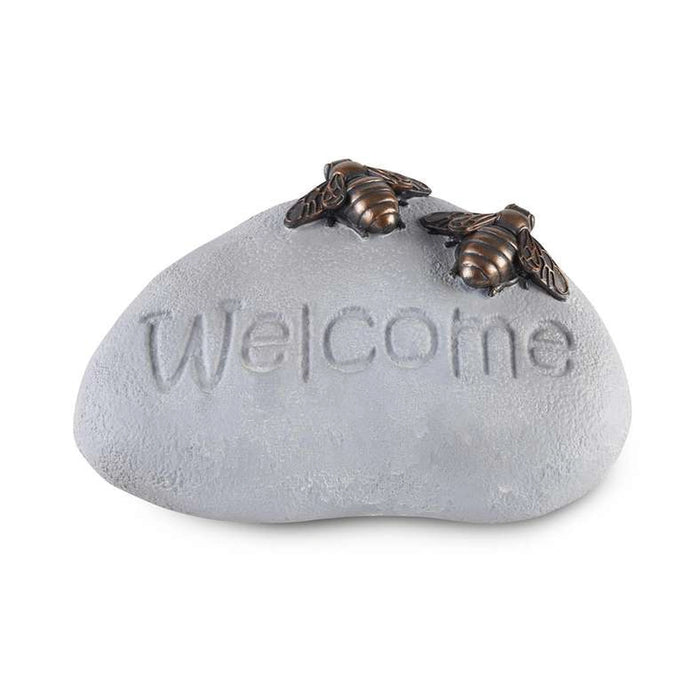 Welcome Resin Garden Pebble With Bees 23.2X15.2X9.8Cm - Grey