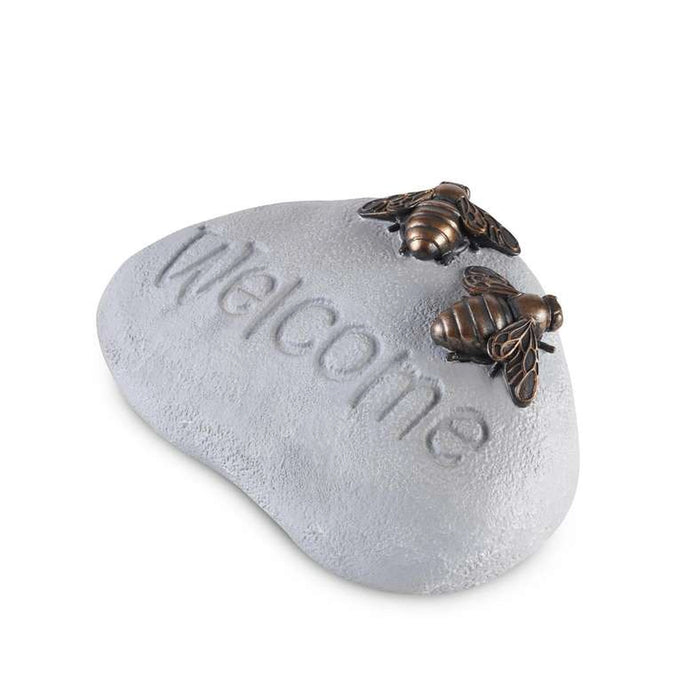 Welcome Resin Garden Pebble With Bees 23.2X15.2X9.8Cm - Grey