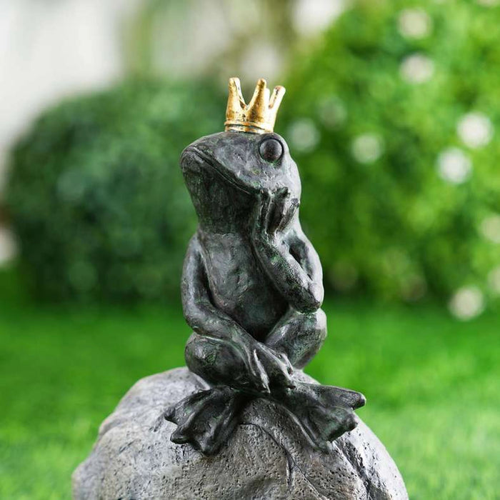Welcome Resin Garden Pebble With Sitting Frog 15.8X9.5X22.7Cm - Green