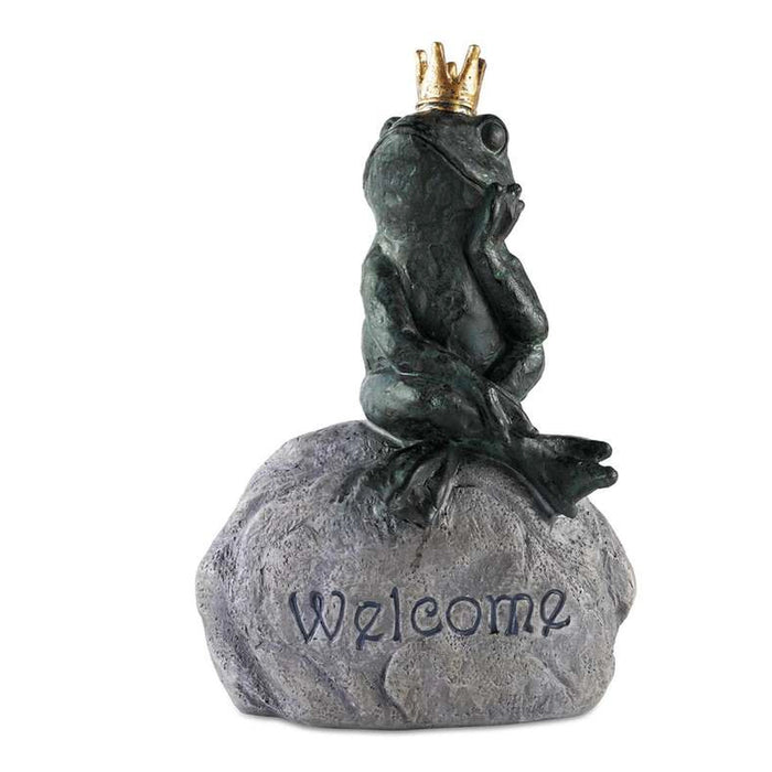 Welcome Resin Garden Pebble With Sitting Frog 15.8X9.5X22.7Cm - Green