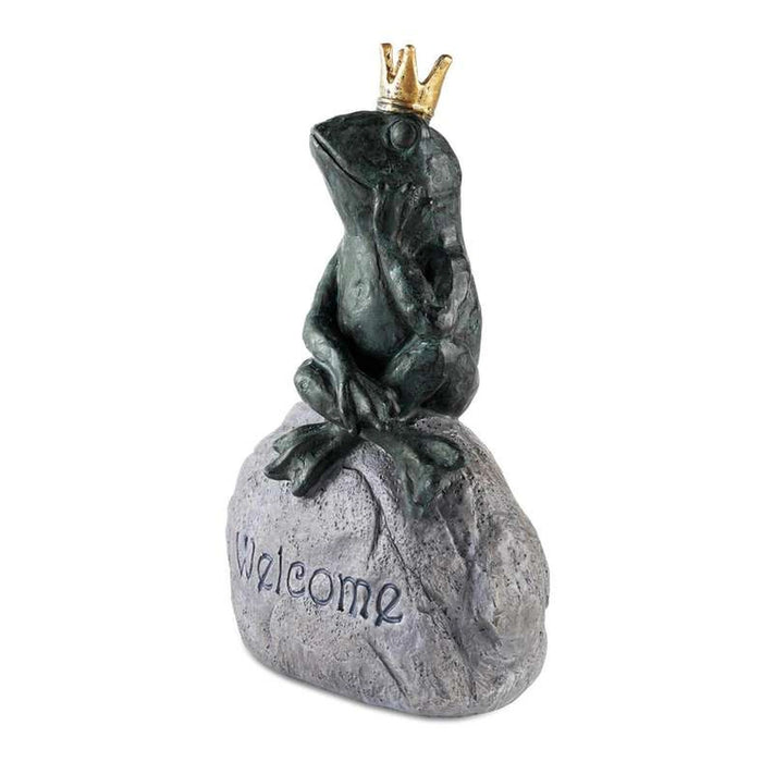 Welcome Resin Garden Pebble With Sitting Frog 15.8X9.5X22.7Cm - Green