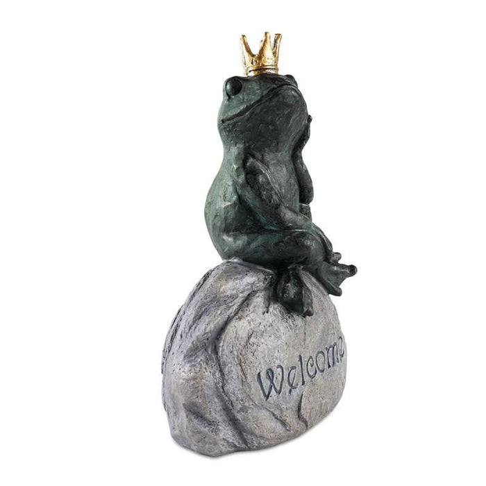 Welcome Resin Garden Pebble With Sitting Frog 15.8X9.5X22.7Cm - Green
