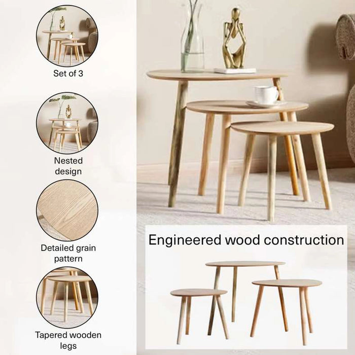 Wendy Nest Of Table Set Of 3 Veneer - Natural