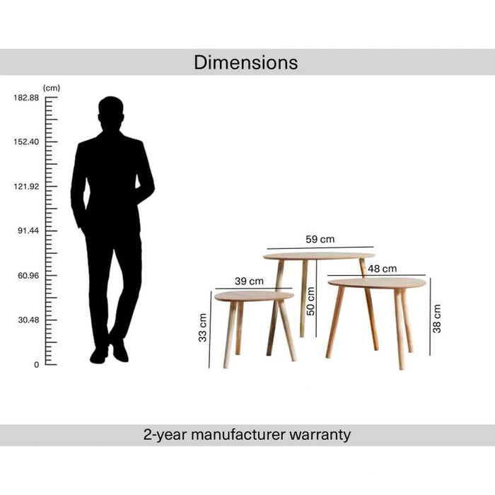 Wendy Nest Of Table Set Of 3 Veneer - Natural