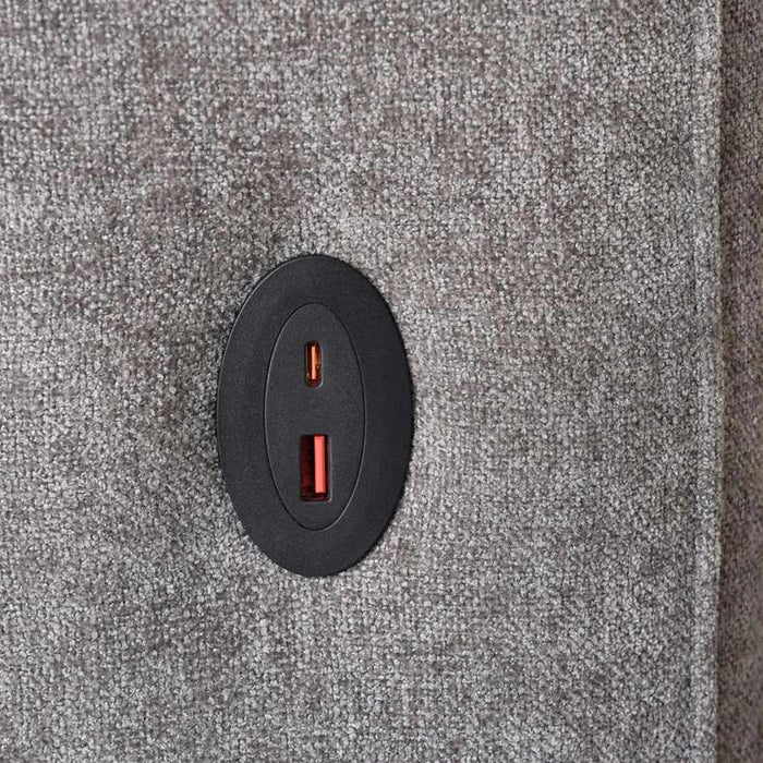 Weslyn King Bed 180X200 With Usb Charging Ports - Slate Grey