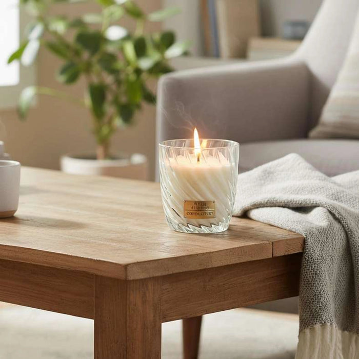 White Alchemy Whispering Wood Scented Candle 220Grm - White