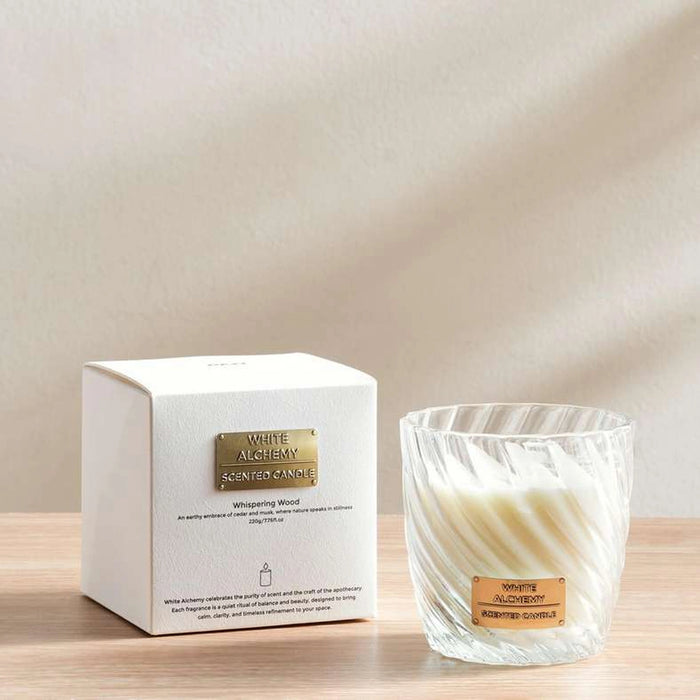 White Alchemy Whispering Wood Scented Candle 220Grm - White