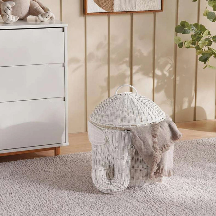 White Elephant Storage Basket With Lid 36X43Cm-White