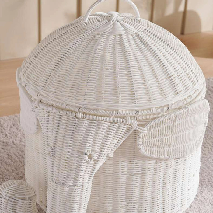 White Elephant Storage Basket With Lid 36X43Cm-White