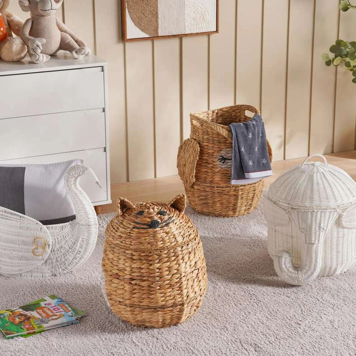 White Elephant Storage Basket With Lid 36X43Cm-White