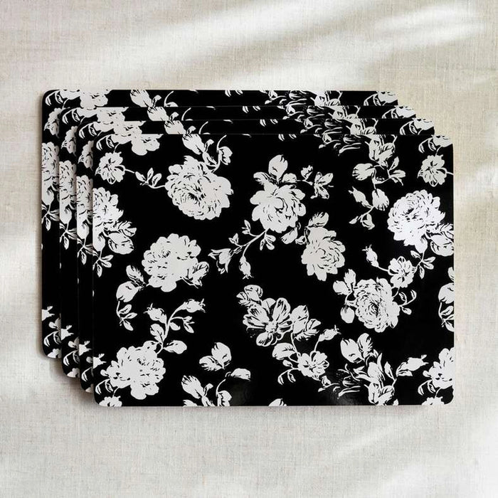 White Rose 4Piece Corkback Placemat Set 30X40Cm - White