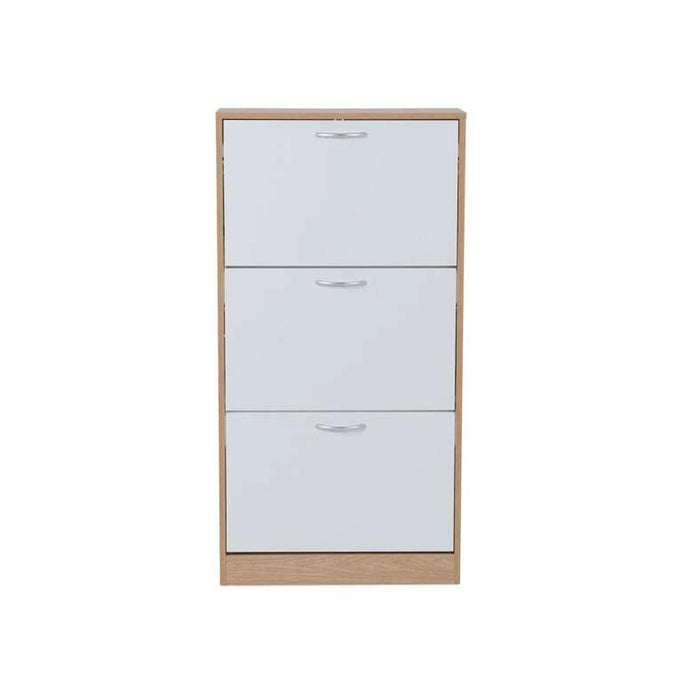 Whitmor Shoe Rack 18 Pairs With 3 Drawer - White Natural