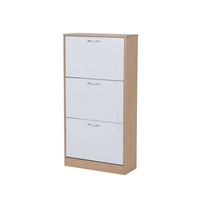 Whitmor Shoe Rack 18 Pairs With 3 Drawer - White Natural