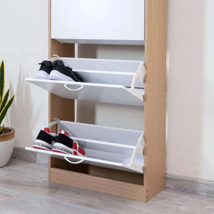 Whitmor Shoe Rack 24 Pairs With 4 Drawer - White Natural Pan Home