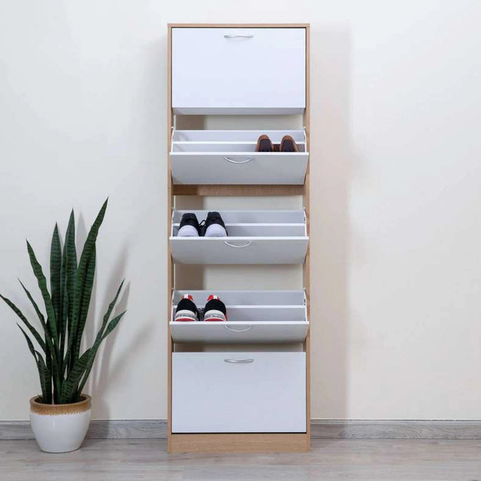 Whitmor Shoe Rack 30 Pairs With 5 Drawer - White Natural Pan Home