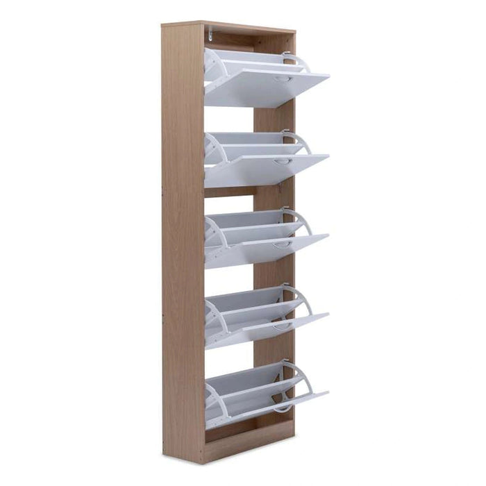Whitmor Shoe Rack 30 Pairs With 5 Drawer - White Natural Pan Home