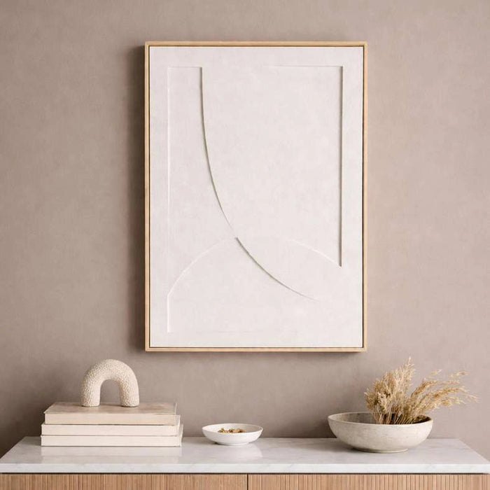Whorl Handmade 3D Canvas Wall Art 50X70Cm - Beige