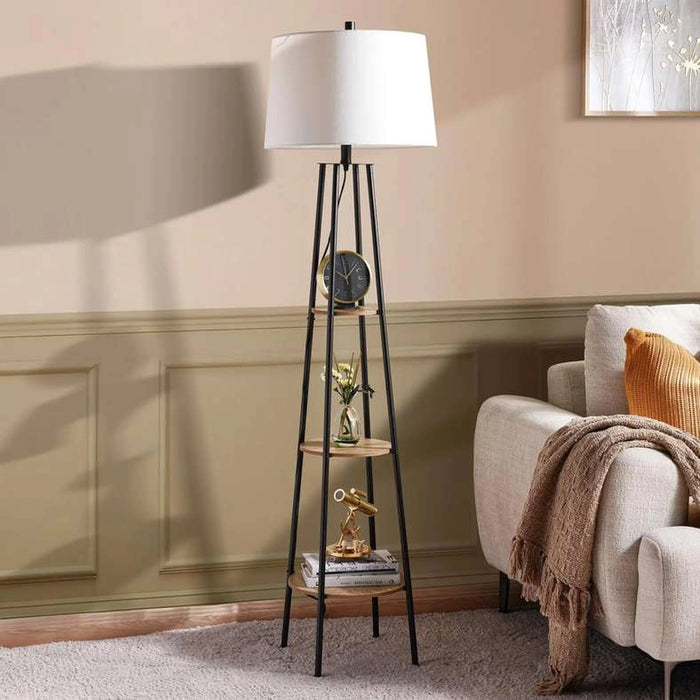 Wilbur E27 Shelf Floor Lamp Dia 40.5X154Cm - Black