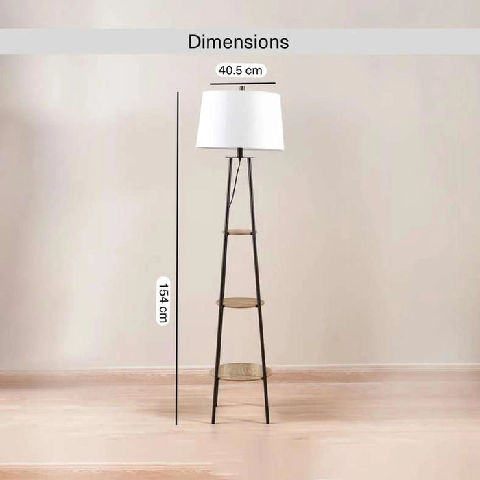 Wilbur E27 Shelf Floor Lamp Dia 40.5X154Cm - Black