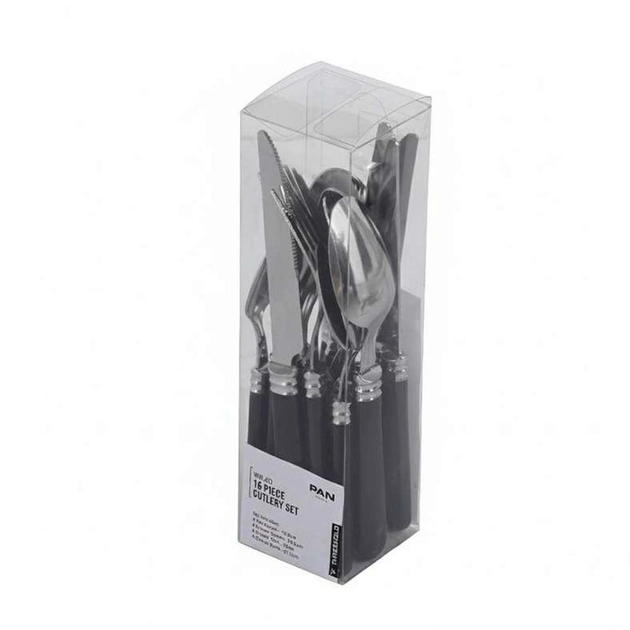 Wilko 16-Piece Cutlery Set -Chrome & Black