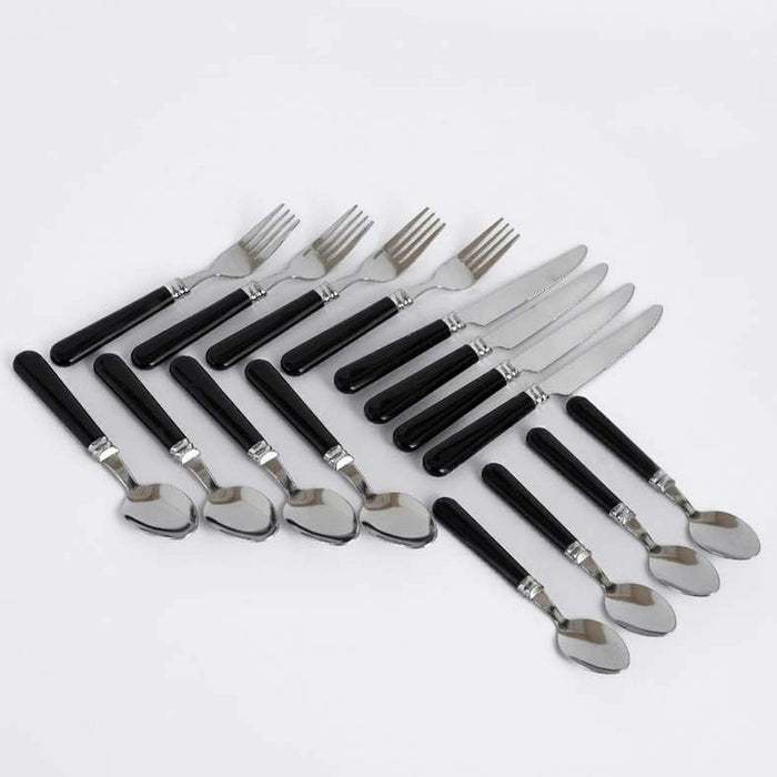Wilko 16-Piece Cutlery Set -Chrome & Black