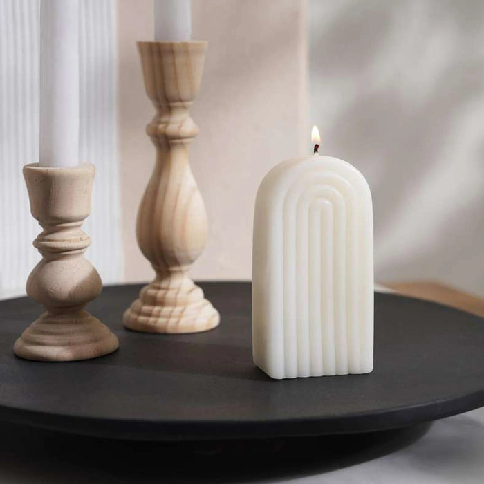 Willa White Ribbed Arch Shaped Deco Candle 190gm - 8Hrs Pan Home