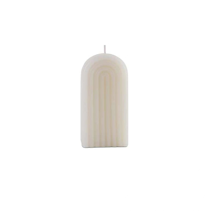 Willa White Ribbed Arch Shaped Deco Candle 190gm - 8Hrs Pan Home