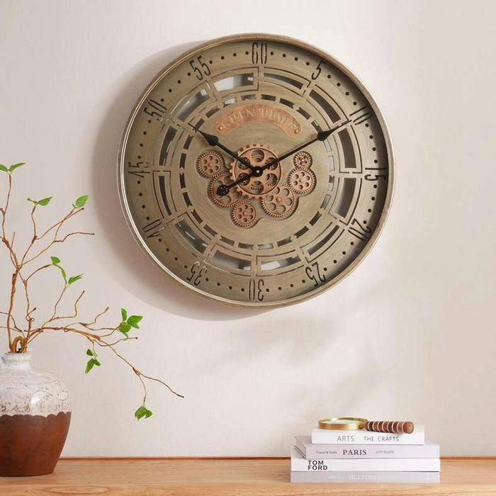 Willie Round Moving Gear Clock 60X8X60Cm - Grey