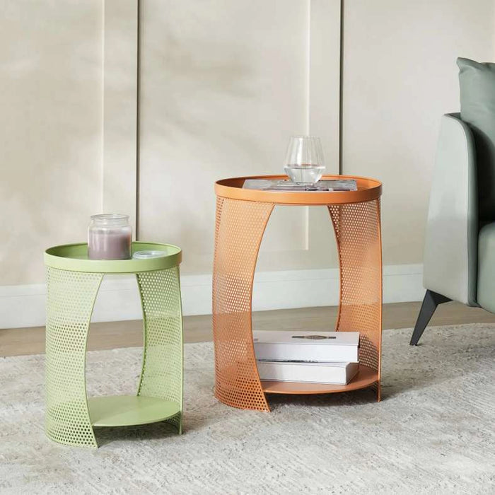 Willy End Table Set Of 2 Metal - Yellow & Green