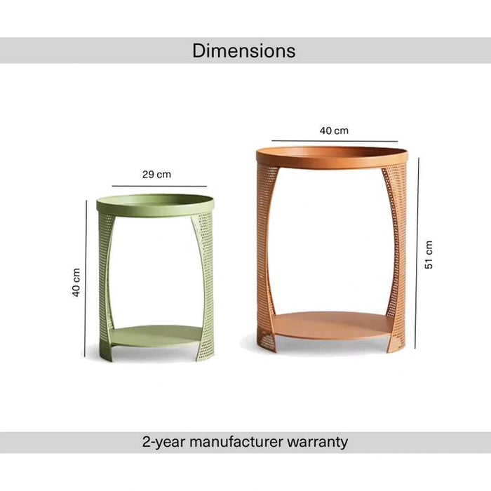 Willy End Table Set Of 2 Metal - Yellow & Green