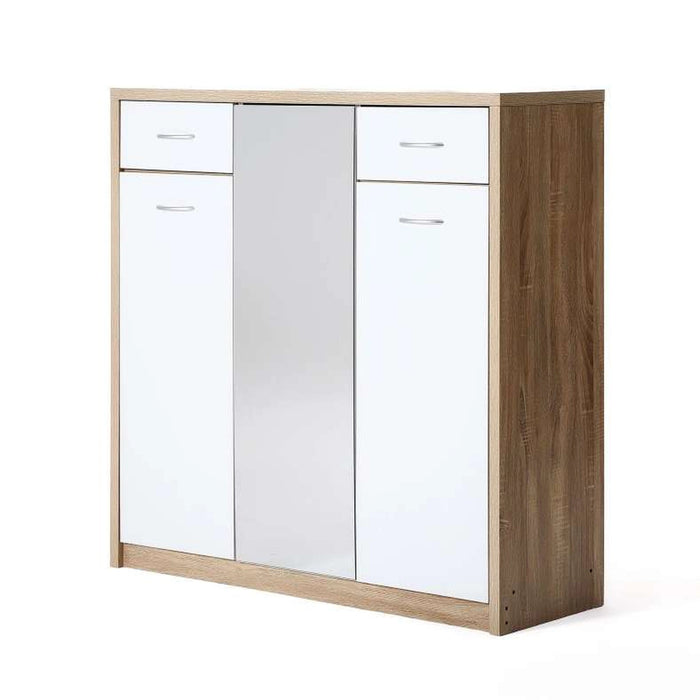 Winado Shoe Rack 21 Pairs With Mirror - White Natural