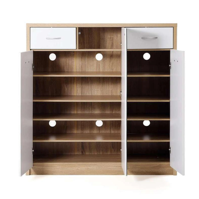 Winado Shoe Rack 21 Pairs With Mirror - White Natural