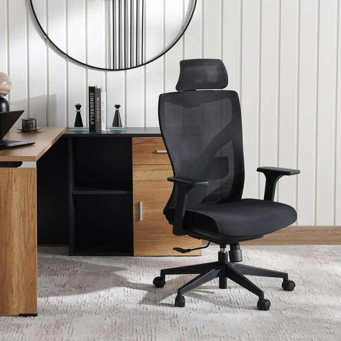 Winger Office High Back Chair Mesh And Fabric-Black