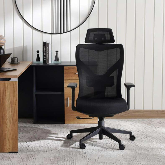 Winger Office High Back Chair Mesh And Fabric-Black