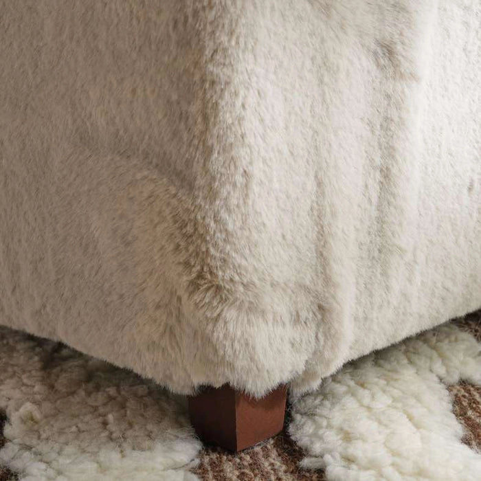Winston Supersoft Fur Pouf 37X37X43Cm - Frost Grey